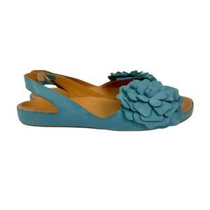 Kork-Ease Women's Brandy Flat Slingback Sandal In Teal Blue Size 6